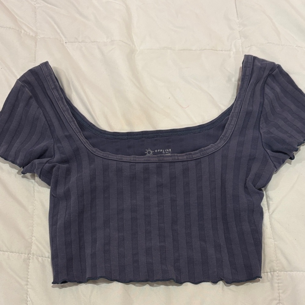 Aerie Striped Navy Crop Top